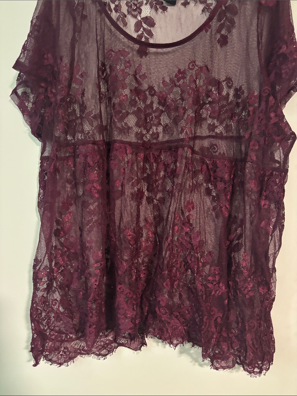 torrid Plum Floral Lace Tunic Top - Picture 3 of 8